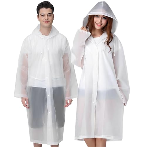 Cosowe Regenponcho Regenmantel für Damen Herren, 2 Stück Regenbekleidung Regencape Regenjacke Wasserdicht für Disney, Wandern, Radfahren, Camping und Reisen, Weiß