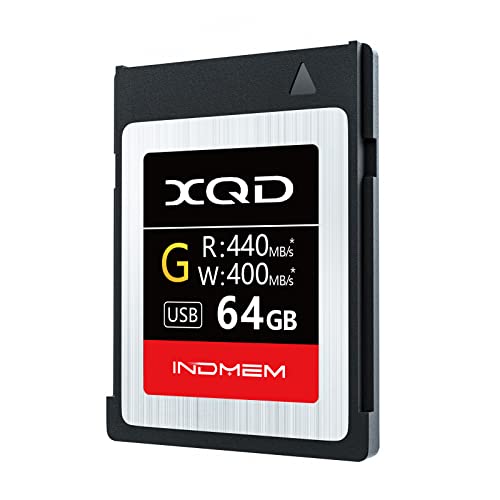 INDMEM 64GB XQD Card 5X Tough MLC XQD Flash Memory Card High Speed G Series (Read 440MB/s and Write 400MB/s)