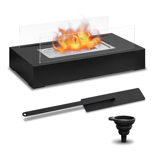 Tischkamin Bioethanol Kamin,Tisch Ethanol Feuerstelle,Bio Ethanol Kamin für Patio Innen Außen Garten Balkon Wohnzimmer Küche, Mit Vier Pikser für Marshmallows