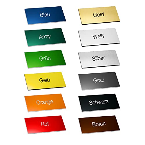1x Namensschild selbstklebend - 12 versch. Farben - MADE IN GERMANY - 0,8mm dick - Namensschild für Haustür und Briefkasten - Klingelschild wetterfest - Hochwertiges Türschild/Briefkastenschild