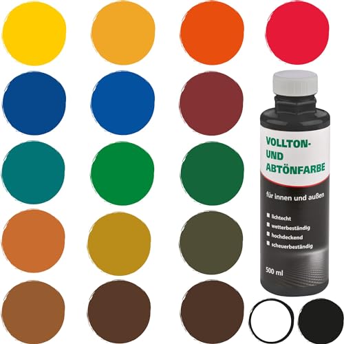 Bodenmeister Abtönfarbe Vollton-Farbe 500 ml, Mischfarbe für Wandfarbe innen und außen, schwarz 904