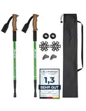 JELEX Nature Teleskop Walking Stöcke für Nordic Walking verstellbar, inkl. diverser Aufsätze für Outdoor Aktivitäten, ultraleichte Wanderstöcke mit Antishock-Technologie (Grün Premium)