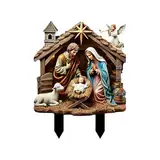 Gartenstecker Jesu Geburt | Weihnachtskrippe Garten | Heilige Krippe Hofschild | Outdoor Jesus Gartenstecker | Weihnachtskrippe Acrylschild Vielseitig Garten Acryl für Draußen