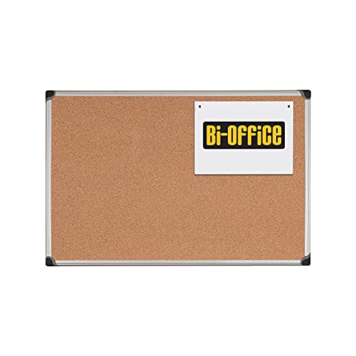 Bi-Office Korktafel Maya "W", Mit Aluminiumrahmen, Hochwertige Naturkorkoberfläche, Pinnwand, 120 x 90 cm