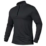 CARWORNIC Herren Langarmshirt Half Zip Sportshirt Laufshirt 1/4 Zip Pullover Leicht Atmungsaktiv Gym Jogging Trainingsshirt mit Stehkragen