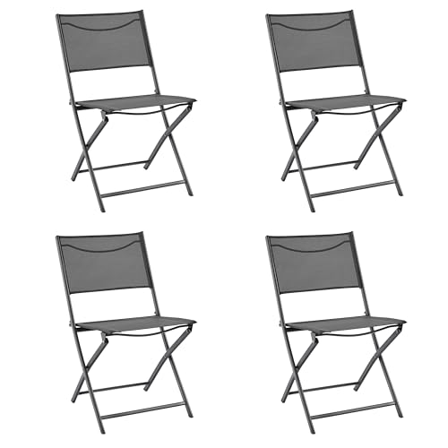 Yaheetech 4er-Set Klappbarer Gartenstuhl Klappstuhl Terrassenstühle Tragbar & Platzsparend Essstühle für Außenbereich Balkonstuhl bis 100 kg Belastbar Dunkelgrau
