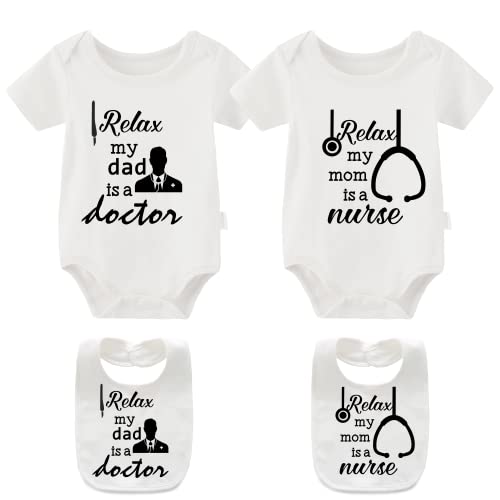 YSCULBUTOL Neugeborene Zwillinge Baby Jungen Mädchen Geschenk Krankenschwester Arzt Süßer Strampler Bodysuit Sommer Outfit Kleidung - - 9-12 Monate