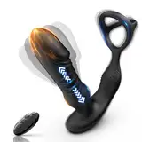 Analvibratoren für Mann mit Penisring, 10 Teleskop und Vibrationen mit Stoßfunktion, Prostata Stimulation Männer Vibrator Anal Plug Buttplug Analplug# für Männer Sex Spielzeug für die Männer Sex Toys