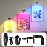Starxing Kabellose Bildleuchte 3Pack, 2000mAh Wiederaufladbare Bilderleuchten, 16 RGB LED Licht Dimmbar, Dart Lampe Fernbedienung für Wanddekoration (Schwarz)