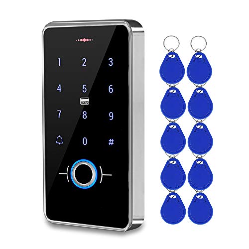 FST IP68 Wasserdichter RFID-Fingerabdruck-Zugangskontrolltastatur Biometrie-Zugangskontrolle WG26 / 34 Touch-Tastatur + 10 Stück 13,56 MHz Keyfobs für das Zugangskontrollsystem im Freien