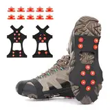 TBoonor Schuhspikes Schuhkrallen Ice Klampen Schnee Spikes Steigeisen Eiskrallen Anti Rutsch mit 10 (Orange Rot, M 35-40 (EU))