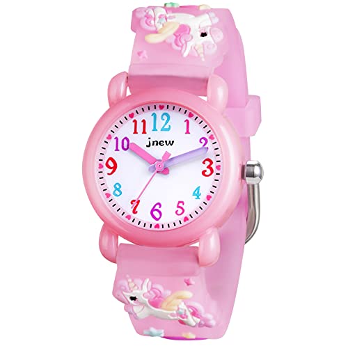 Vicloon Kinder Quarz Uhr, Kinder Uhr mit 3D Cartoon Design, 30M wasserdichte, Silikon Armband, Japanischen Quarzwerk, Gut Lesbar, Lern Armbanduhr für Kinder, Jungen und Mädchen(Rosa)