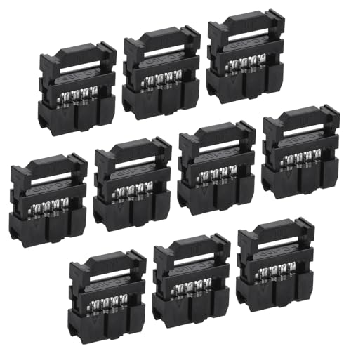 QUARKZMAN 10 Position Female IDC Socket x 10 Stück Flachbandkabelverbinder FC-10P für Leiterplatten, Schwarz