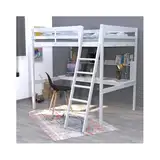 WEBER INDUSTRIES Hochbett Studio 140 x 190 cm + 1 Lattenrost + Schreibtisch + Regal/Weiß