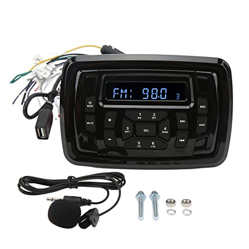 Wasserdichter Marine Radio Auto Stereo Empfänger Marine Lautsprecher Bluetooth Auto AM/FM Radio Stereo Empfänger 12V DC MP3 Player Stereo Sound für Yacht Caravan Engineering Fahrzeug Schiff + Auto