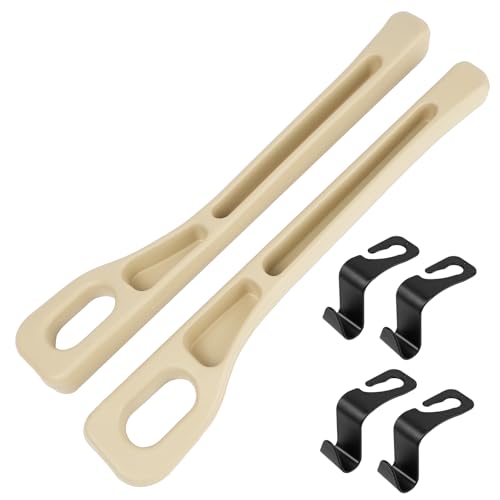 Flintronic 2 Stück Aufbewahrungsbox für Autositze, Autositz Lückenfüller, mit 4 Lagerung Haken, Universal Car Seat Gap Filler, Autositz Spaltfüller, für Auto SUV, LKW, Autozubehör Innenraum(Beige)