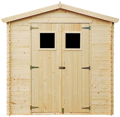 Holzhaus Gartenhaus TIMBELA M369+M369G - Gartenschuppen Holz mit Boden Imprägnierte B236xL226xH218 cm/ 4.33 m2 Lagerschuppen für Garten - Fahrrad Schuppen - Wasserfestes Dach