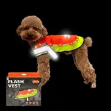 LaRoo Hunderegenmantel, Leuchtendes LED Wasserdicht Winter Reflektierende Regenmantel für Hunde mit Bauchschutz,USB Wiederaufladbarem Sicherheitsweste für Kleine Grosse Hunde(S,Fluoreszierende Orange)