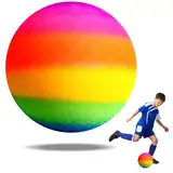 OSDUE Bouncy Kickball, PVC Kinder Spielball, Mehrfarbig Regenbogen Ball Kinder, Rainbow PVC Soft Ball für Kinder, Fußball Softball, Kinderball für Drinnen und Draußen (8,6 Zoll)