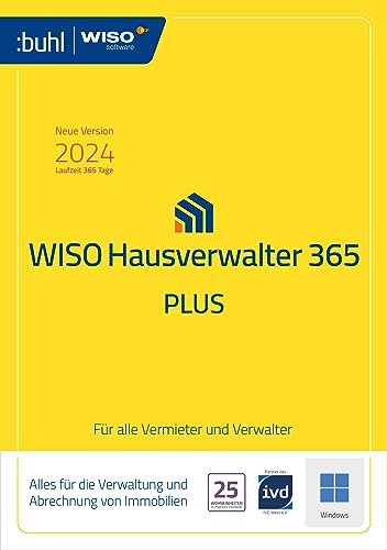 WISO Hausverwalter 365 Plus - Modernes Mieter-Management für bis zu 25 Wohnungen (aktuelle Version 2024) | PC Aktivierungscode per Email