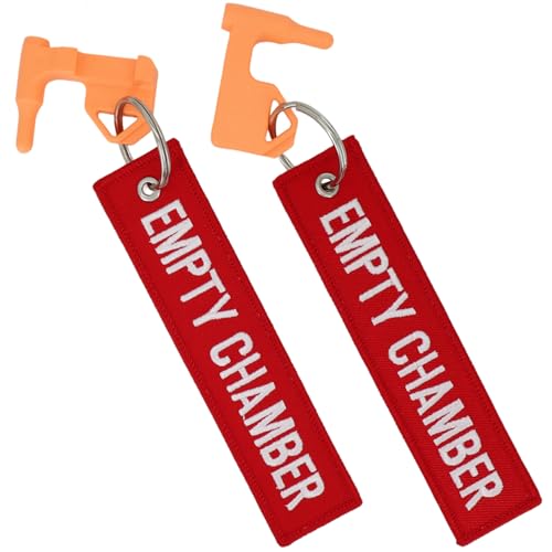 YONCONO 2 Stück Kammer Sicherheitsflagge für Gewehre, Handfeuerwaffen, Schrotflinte, Stickereianhänger Empty Chamber - Universelle Kompatibilität (Rot)