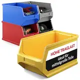 aidB - Sichtlagerbox Größe 3, gelb, stabile Stapelbox aus Kunststoff, Lagerbox, ideal für Kleinteile