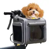 4 in 1 Hundekorb Fahrrad, Erweiterbarer Hunderucksack bis 8kg, Robuster Fahrradkorb Hund mit Kissen, Hundefahrradkorb Vorne, Katzenrucksack Große Katzen Schultertasche Autositz Grau