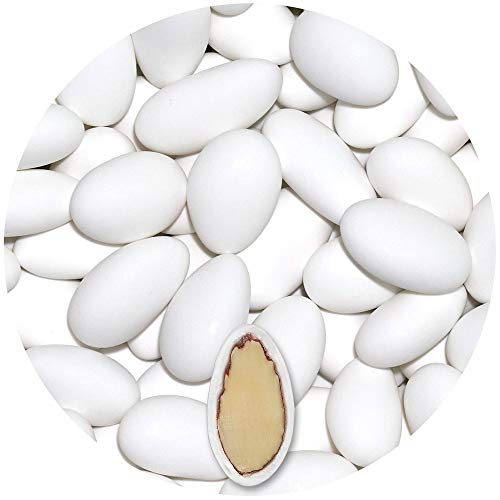 EinsSein 1kg Feinste italienische Mandeltradition Hochzeitsmandeln weiss matt - 65 Gastgeschenke/Kilo - Zuckermandeln Bonboniere Hochzeit Taufmandeln Taufe Kommunion Mandeln Nikah Sekeri