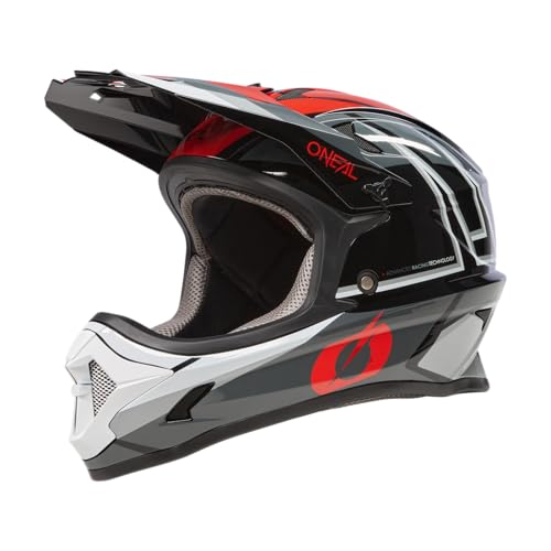 O'NEAL | Mountainbike-Helm Fullface | MTB DH Downhill FR Freeride | ABS-Schale, Magnetverschluss, übertrifft Robustes ABS | SONUS Helmet Split V.23 | Erwachsene | Grau Rot | Größe S