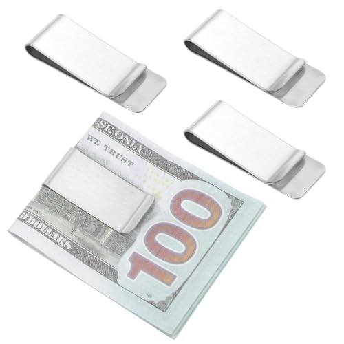 4 Stück Geldklammer Edelstahl Geldscheinklammer Money Clip Geldklammer Herren Tragbare Geldklammer Aus Metall für Geldscheine Bargeld Karten Dokumente Banknote Geldscheine Visitenkarte Kreditkarte