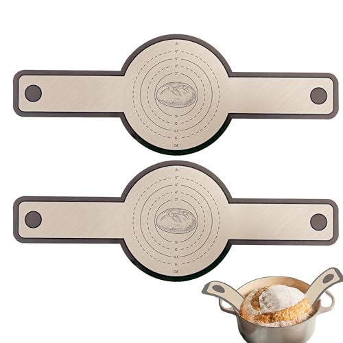 Silikon Backmatte für Dutch Oven 2 Stück, leicht zu reinigen,Lange Griffe Teigmatte, Wiederverwendbare Backunterlage für Teig,Brotmatte für Backofen.
