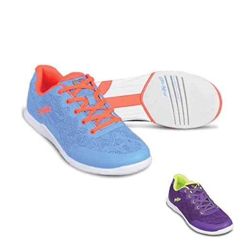 Bowling-Schuhe – [LACE] – KR Strikeforce Bowling - Gleitsohle beidseitig - Sportlicher Frauenschuh - Damenschuhe Farbig [Blau/Orange] - Größe: 39,5