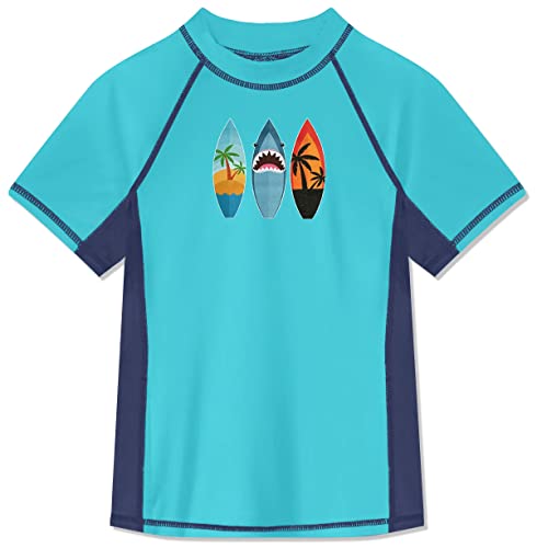 BesserBay Kinder Rundhals UPF 50+ Badeshirt Blau Bademode Swimsuit UV Shirt mit UV-Shutz Rashguard 140