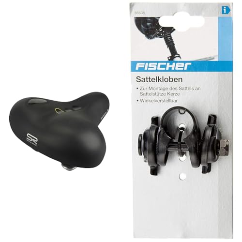 Selle Royal Erwachsene Elastomer Gel Tourensattel, schwarz, One Size & Fischer 85638 Sattelkloben, schwarz, One Size