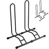 TLGREEN Fahrradständer Boden 2 Stück, Abnehmbar Bodenständer Fahrräder, Reifenbreite bis 80 mm, Freistehend Fahrradhalter,Radständer für Mountainbike Rennrad MTB,Stabil,Schwarz
