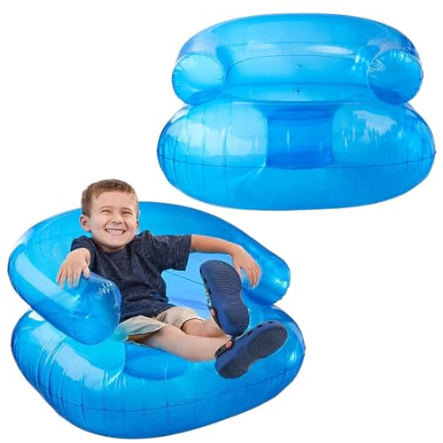 Comebachome 2 PCs Blow-up Stuhl für Kinder 27.5x27.5x17.2 im blauen Pailliststil aufblasbaren Sofa -Stuhl für Jungen Mädchen 200 Pfund Lagerkapazität tragbare aufblasbare Couch für Camping