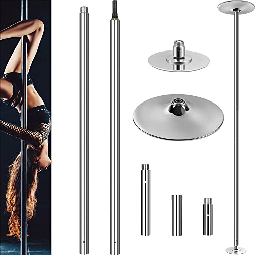 Pole Dance Tanzstange | Statisch & Drehbar | 45 mm Durchmesser | von 2,235m bis 2,745m Höhenverstellbar | Edelstahl Tanzstange Ohne Bohren für Anfänger | Tragbar Abnehmbar Tabledance Strip Stange