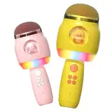 Oskuglin LED Drahtloses Bluetooth Mikrofon zum Singen, Karikatur Karaoke Maschine Kinder, Spielzeug Kinder, Heim KTV Karaoke Maschine, Tragbares KTV Lautsprecher Recorder Mini Karaoke Maschine