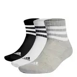 Adidas, Set Di 3 Paia Di Calzini Al Ginocchio Adidas 3-Stripes Sportswear, Socken, Mittel Graue /Weiß/Schwarz, L, Unisex-Adult