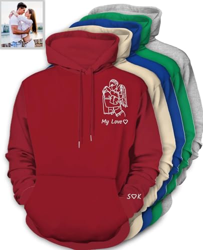 Hoodie Personalisiert mit Foto Bild Namen Kapuzenpullover Hoody mit Kapuze für Herren Damen Geburtstag Weihnachten Fotogeschenk, S~5XL