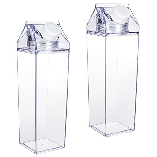 metagio 2 Stück Klare Wasserflasche Transparente 500ML Plastikmilchbox Milchkarton Wasserflasche Getränk Eistee Flasche Milchflaschen für Getränke Getränkesaft