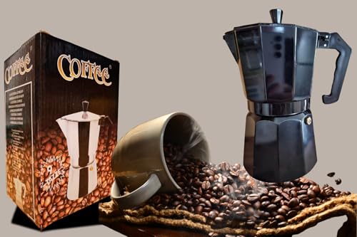 Lifestyleboss Moka Espressokocher in Schwarz – aus Edelstahl – 300ml – Für Induktion & Herdplatten Original italienischer Kaffeegenuss-Pur!