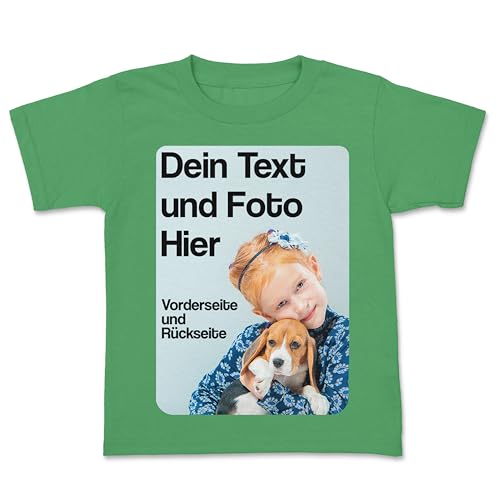 BLAK TEE Kinder Personalisierbares T-Shirt Selbst Gestalten mit Foto und Text T-Shirt Kelly Grün 3/4 Jahre