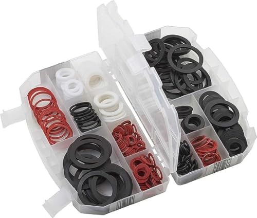 ROTHENBERGER Industrial Dichtungssortiment 383 Teile | Dichtungen in verschiedenen Materialien wie Gummi, PE und Faser sowie O-Ringe und Wasserhahndichtungen | 1500005013