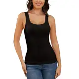 MISS MOLY Shape Unterhemd Damen Bauch Weg Shapewear Nahtloses Formende Tops Für Damen Figurformendes Trägertop Body Shaper Kompressions Tanktop Shirt Camisole(Schwarz, L)