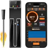 Bluetooth Meat Thermometer Kabellos Grill Fleischthermometer - 30 Meter Anwendungskontrolle hitzebeständig bis 275°C mit optimaler Sensorfunktion geeignet für Küche Outdoor Grillen