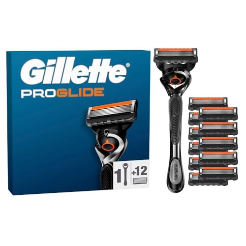 Gillette Fusion5 Rasierer für Männer, 1 Gillette Rasierer, 12 Ersatzklingen, Mit Gleitstreifen für ein sanftes Gleiten und 5 Klingen für eine gründliche, langanhaltende Rasur