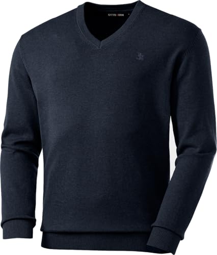 Otto Kern Pullover Herren mit V-Ausschnitt, Strickpullover aus 100% Baumwolle, Bequemes Sweatshirt in Regular-Fit Passform, Marine, Gr. XL