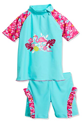 Playshoes Unisex Kinder Uv-schutz Bade-set Zweiteilig Schwimmshirt Badeshorts Badebekleidung, Flamingo, 134-140 EU