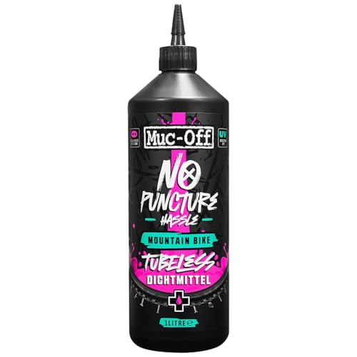 Muc Off No Puncture Hassle Tubeless Sealant Reifendichtmittel, 1 l - Hochwertiges Reifendichtmittel für Schlauchlose Fahrradreifen mit UV-Tracer-Farbstoff, Dichtet Risse und Löcher Bis Zu 6 mm ab